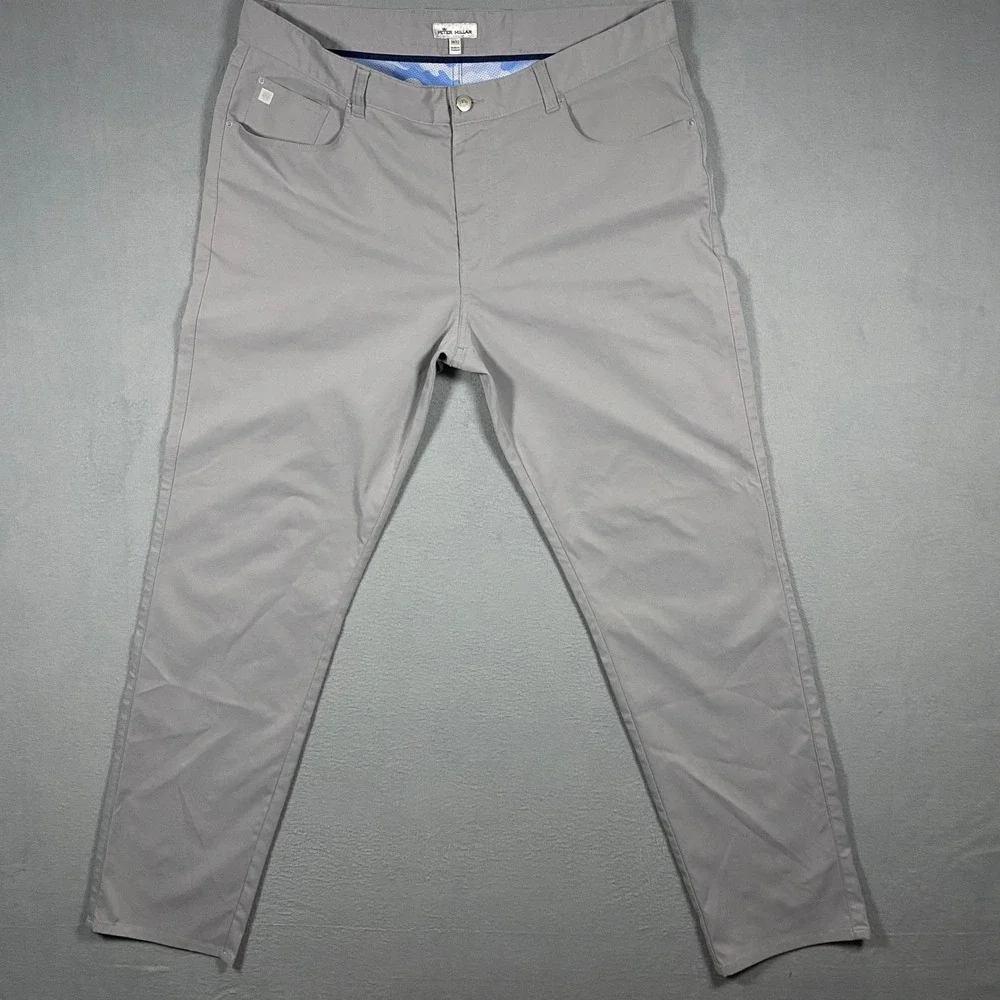 Peter Millar EB66‎ 38x32 Crown Sport Mens Gray 5-Pocket Golf Pants Polyester